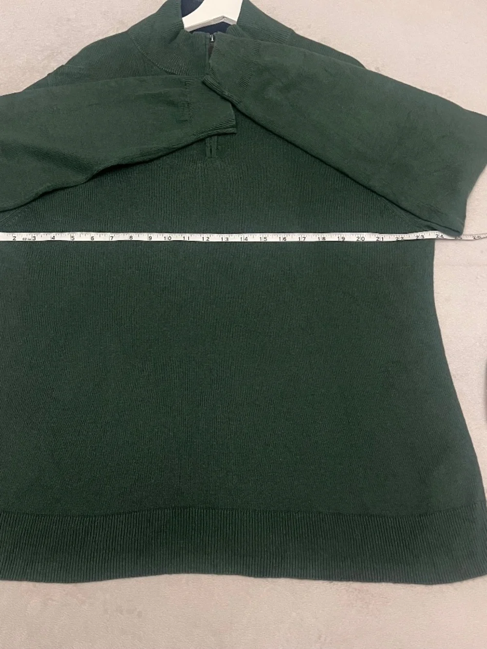 J.Crew Men's Sweater Size XL Dark Green 1/4 Zip Up 100% Cotton
